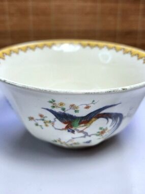 Vintage Myott England Bowl Floral Bird Gold Trim Round 5.25” Collectible Dish